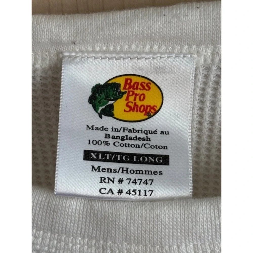 Bass Pro Shops‎ Waffle Knit Thermal White Mens XLT Shirt Long Sleeve EUC